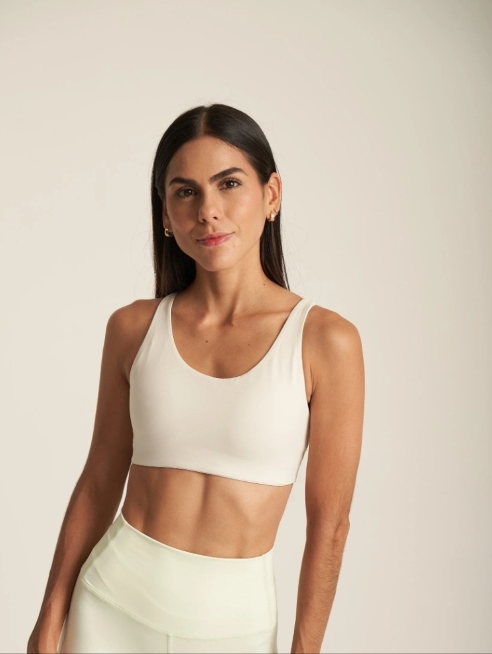 Scoop Neck Sports Bra - White